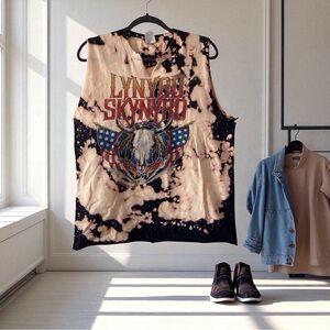 Lynyrd Skynyrd Upcycled Tie-Dye Tank (L) distressed Custom Vibe